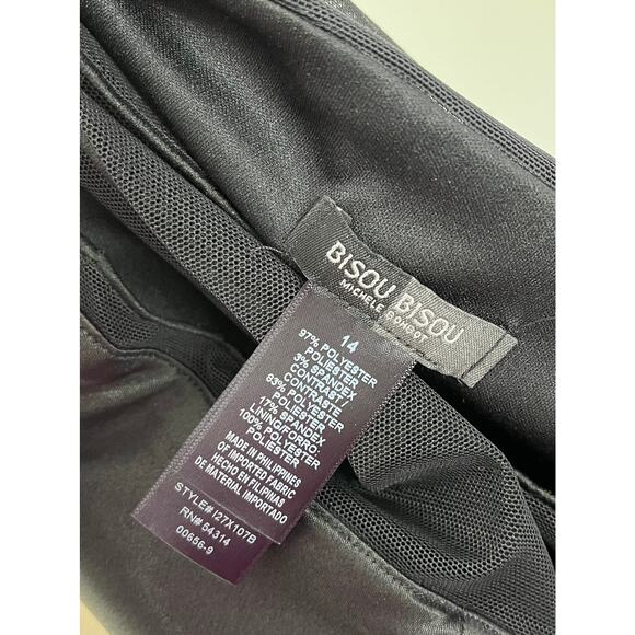 Bisou Bisou NWT Black Sheath Dress 14 Sheer Embroidered Sleeveless LBD - Picture 9 of 15